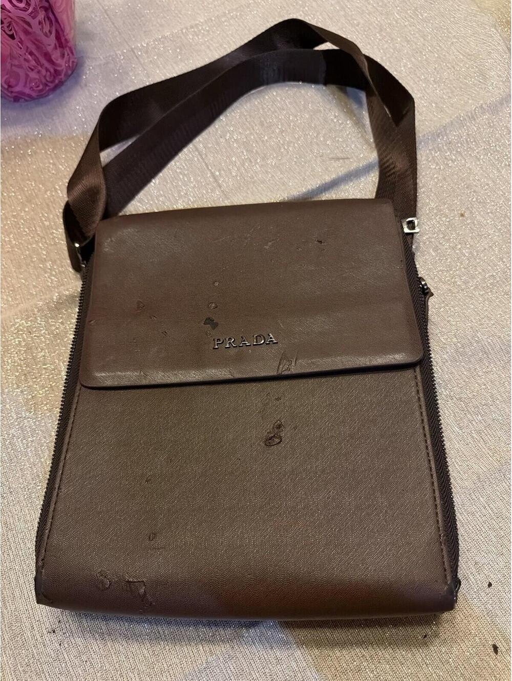 PRADA Womens Brown Crossbody Bag